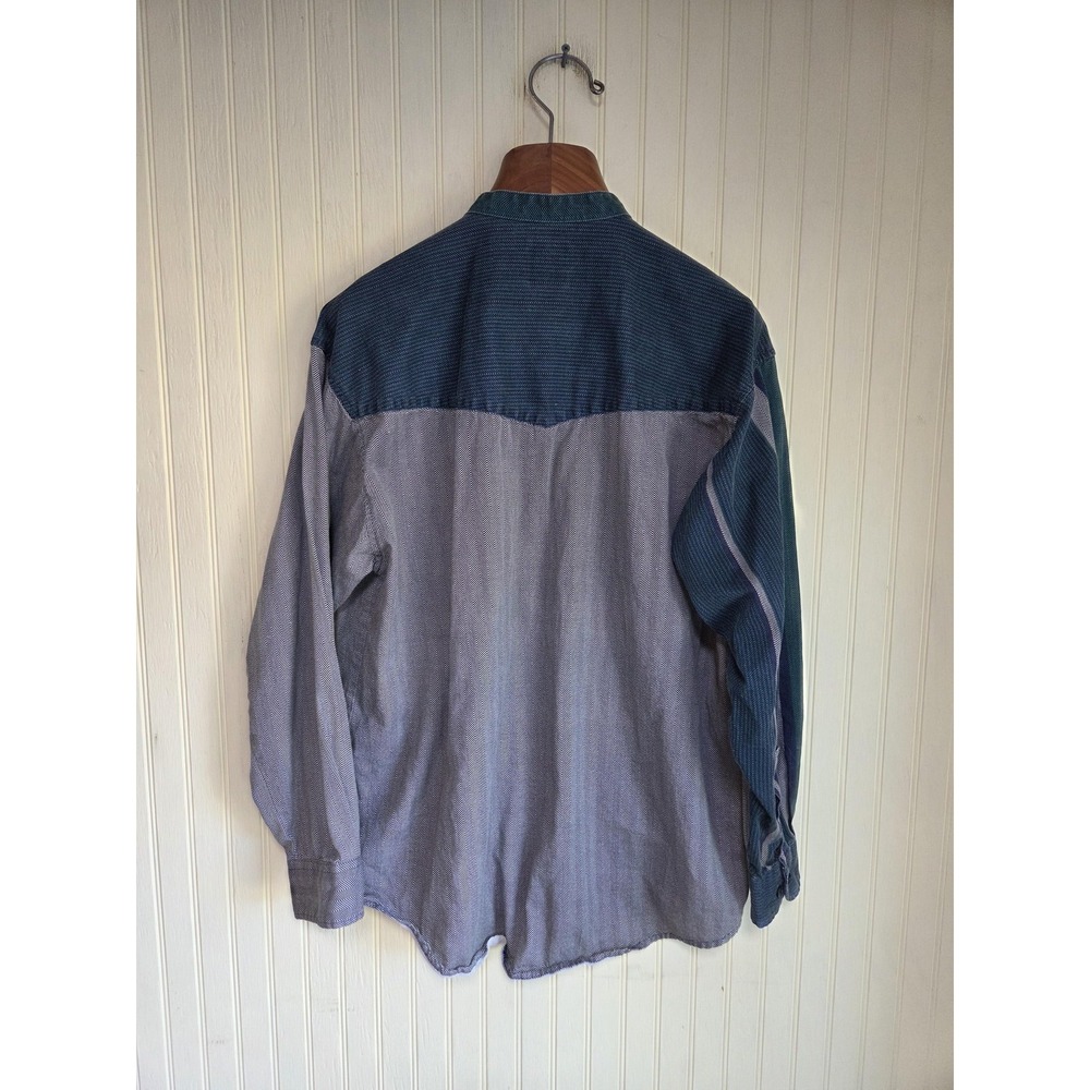 Vintage Plains Western Wear Shirt Mens 2XL Multicolor Colorblock Band Collar 90s - Picture 3 of 7